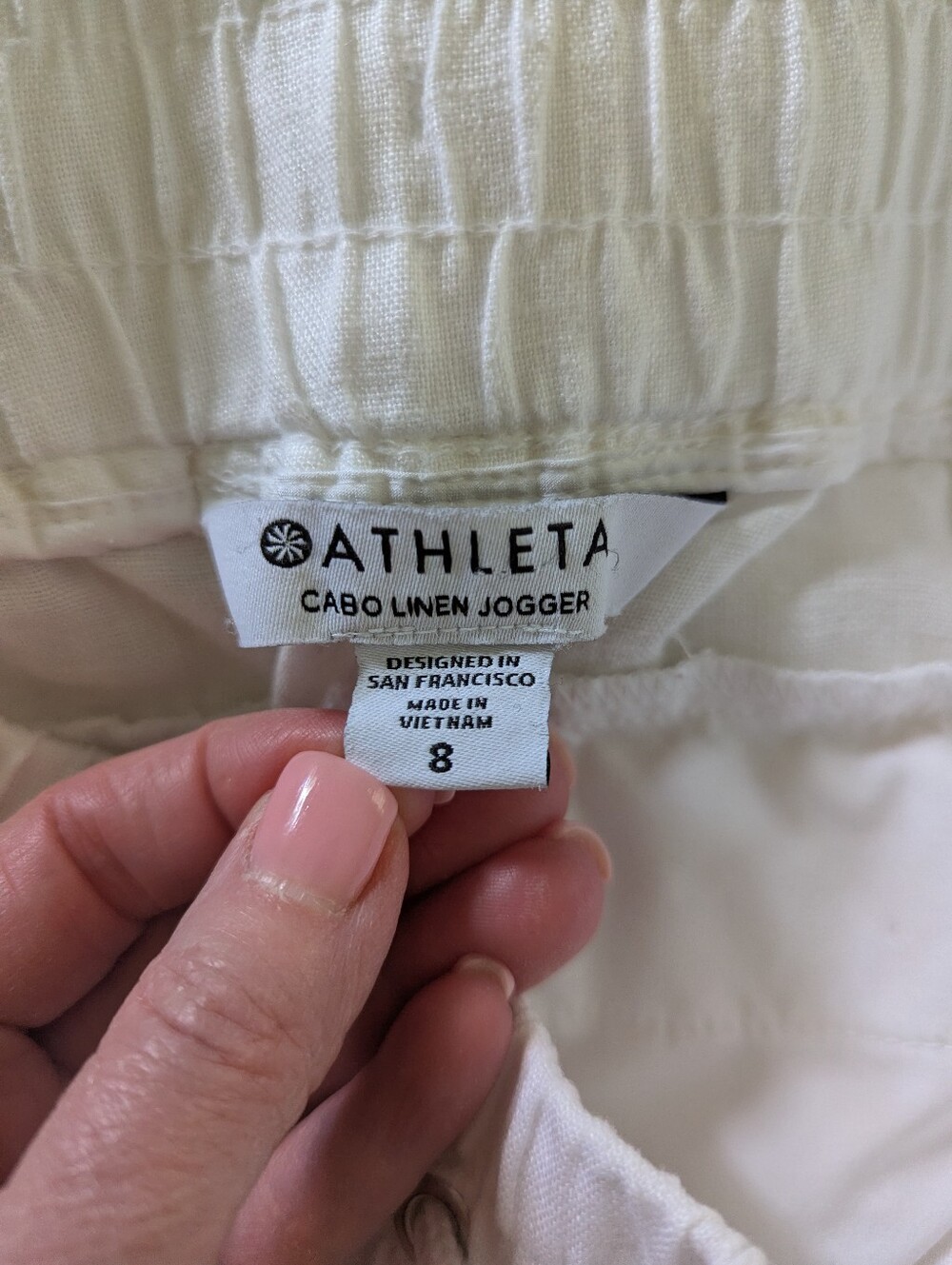 ATHLETA 🌴CABO🌴 WHITE LINEN JOGGERS  SZ. 8, LIKE NEW! - Picture 7 of 7